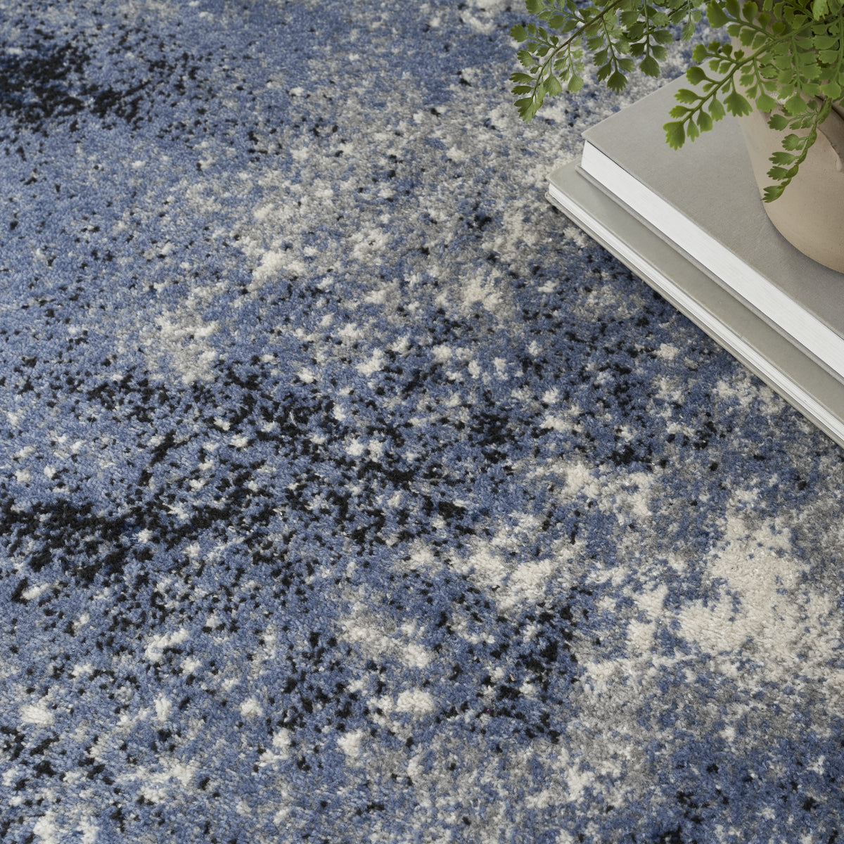 Light Blue Black Round Area Rug E938