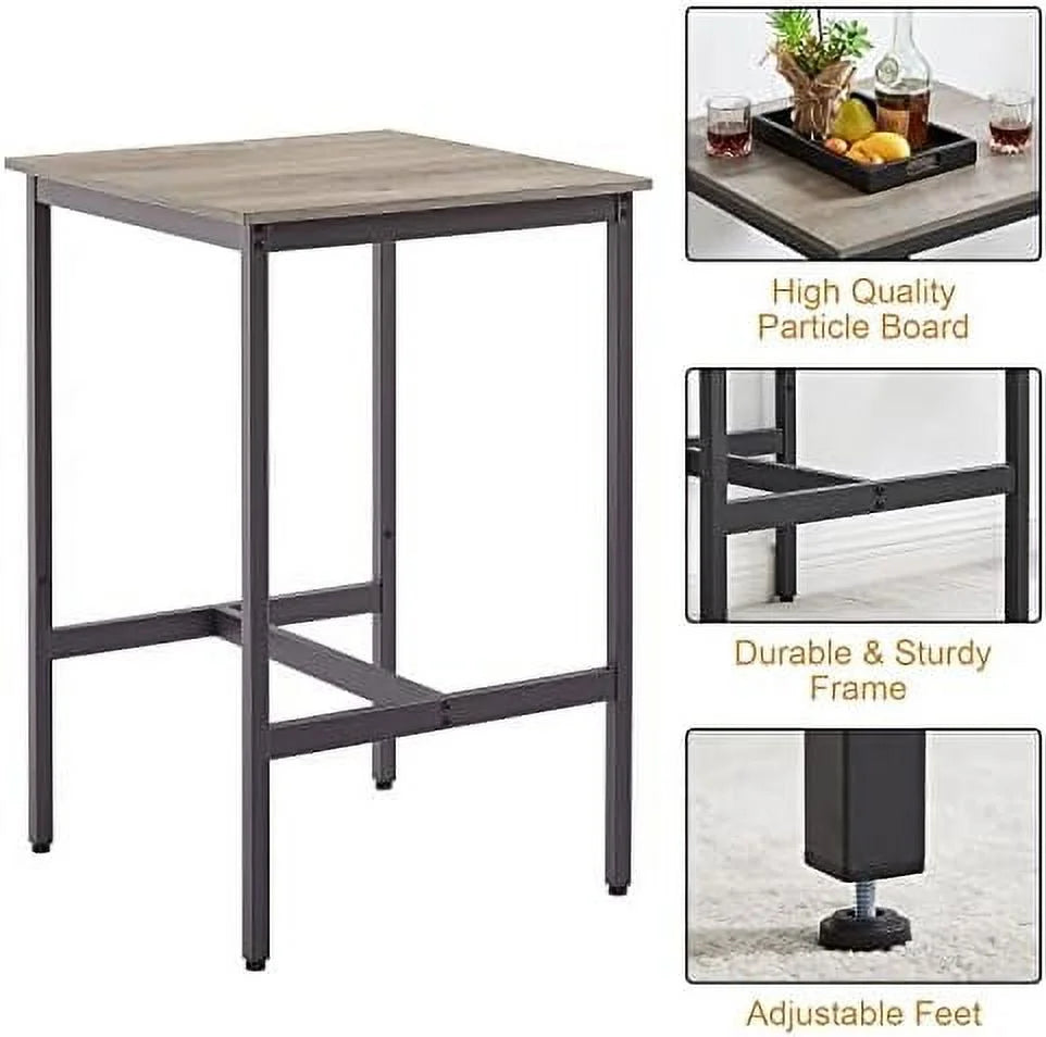 3 Pieces Wooden Pub Bistro Table and Chairs Set O335880