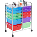 12 Drawer Rolling Storage Cart with Castors, Black B91892