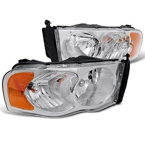 2002-2005 Dodge Ram 1500/2500/3500 Crystal Clear Replacement Headlights Pair F1681
