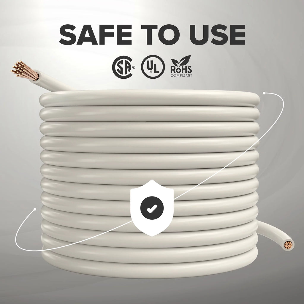 White 25 Feet 10 AWG Insulated Stranded Copper THHN THWN Wire H9827