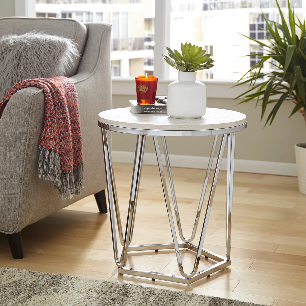 Faux Stone Round Side Table A50502