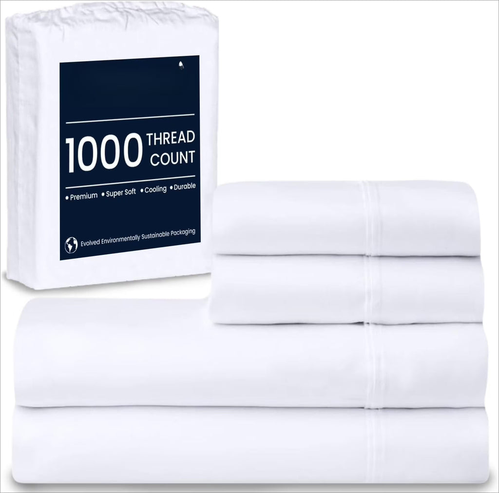 White 4-Piece Queen Egyptian Cotton Sheet Set S247