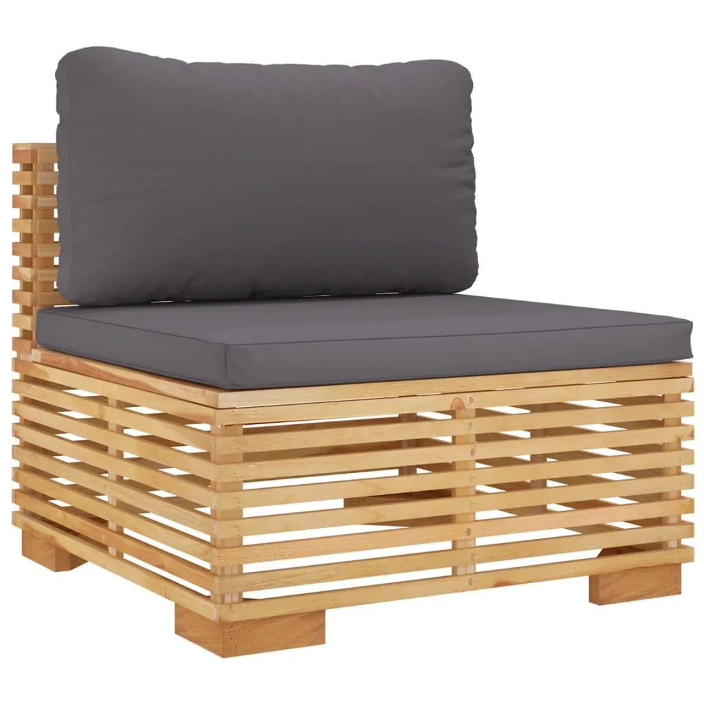 Patio Sofa with Dark Gray Cushions Solid Wood Teak Z47467