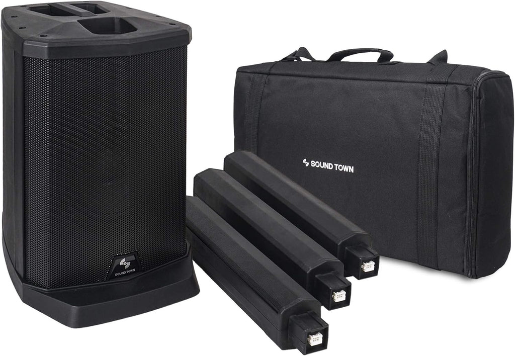 Portable Line Array PA System with Sub Bass Module, TWS Bluetooth, Built-in 3-channel Mixer, Carry Bag S626080