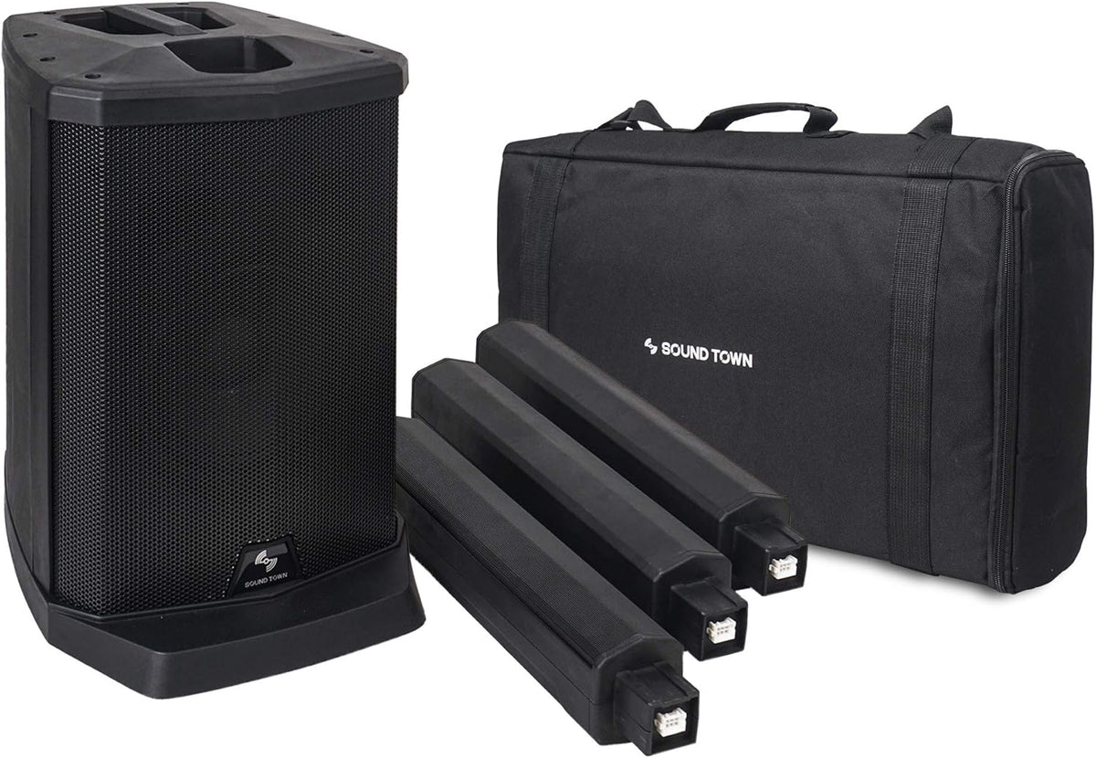 Portable Line Array PA System with Sub Bass Module, TWS Bluetooth, Built-in 3-channel Mixer, Carry Bag S626080