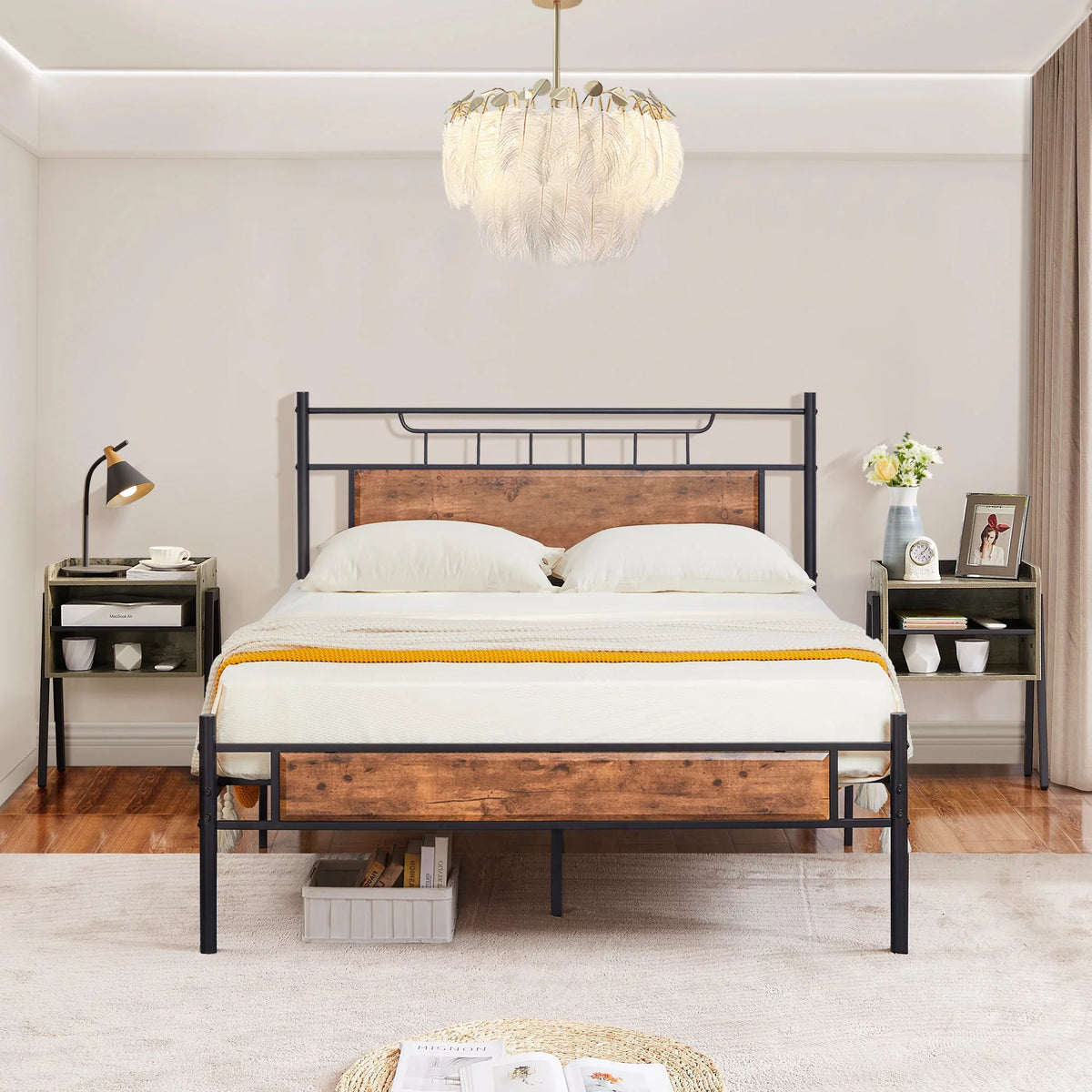 3-Piece Bed Frame and 2 Nightstand Set D9456