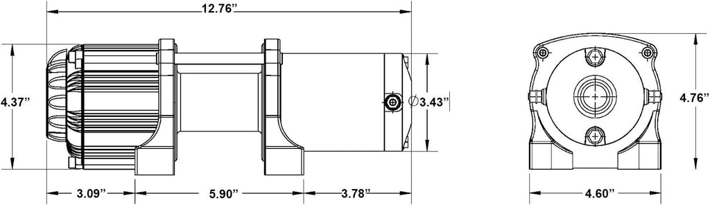 3500 lb Black Ops Winch with Heavy Duty Winch Mounting Plate S500