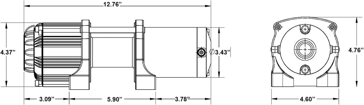 3500 lb Black Ops Winch with Heavy Duty Winch Mounting Plate S500