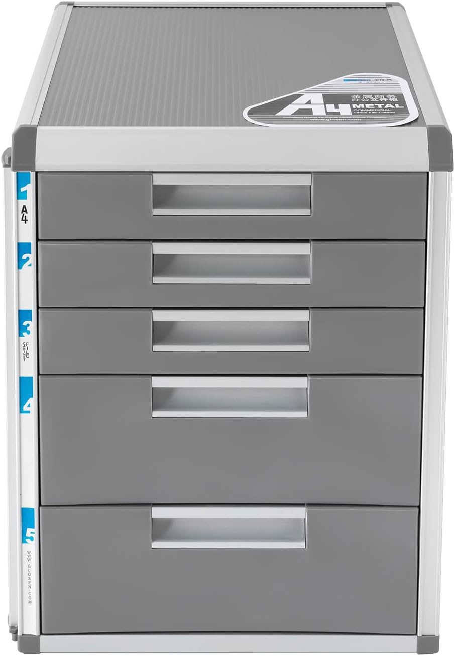 Grey 5 Layers Desktop Drawer Organizer with Lock L3137