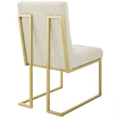 Tufted Upholstered Metal Side Chair Beige B84180