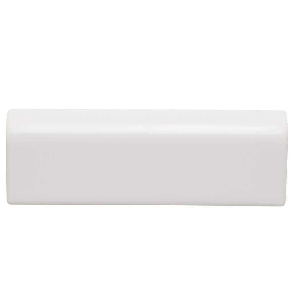 Bright White 2 in. x 6 in. Glazed Ceramic Bullnose Trim Tile S785