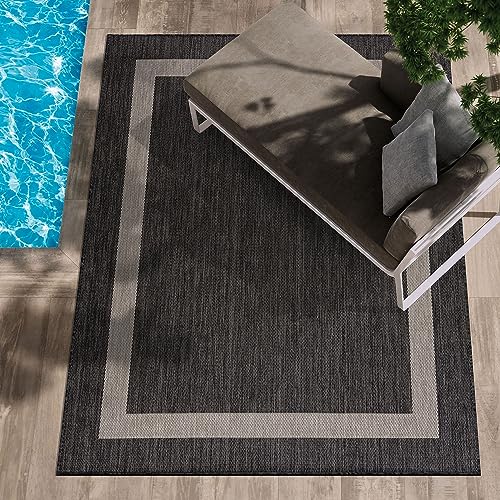 9x12 Beige/White Washable Outdoor Rug R734