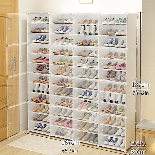 12 Tiers Clear Plastic Shoe Storage Box N6894