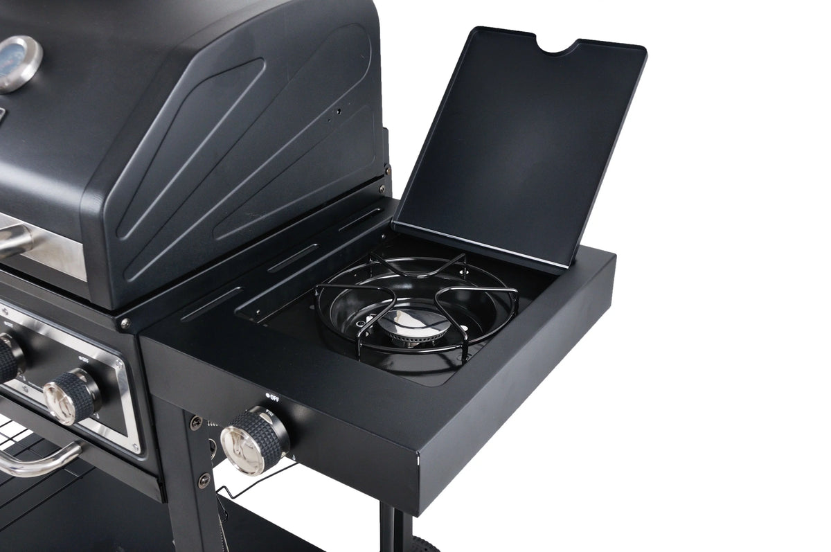 Dual Fuel Gas & Charcoal Combo Grill, Black with Stainless J29202
