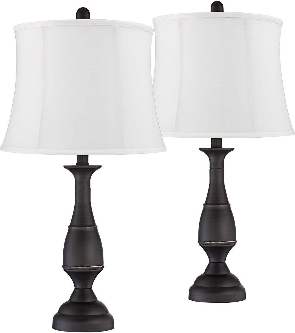 Set of 2 Dark Bronze Metal Table Lamps F2406