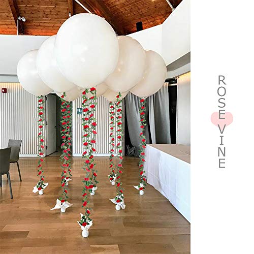 4PCS(28.8FT) Red Artificial Silk Rose Garlands L86747