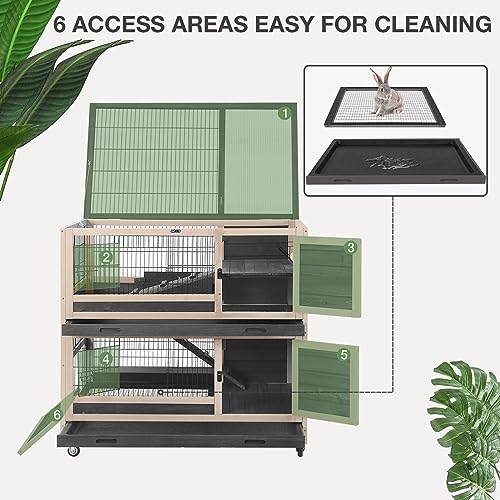 Grey Guinea Pig Cage with Wheels and 6 Access Doors B1667