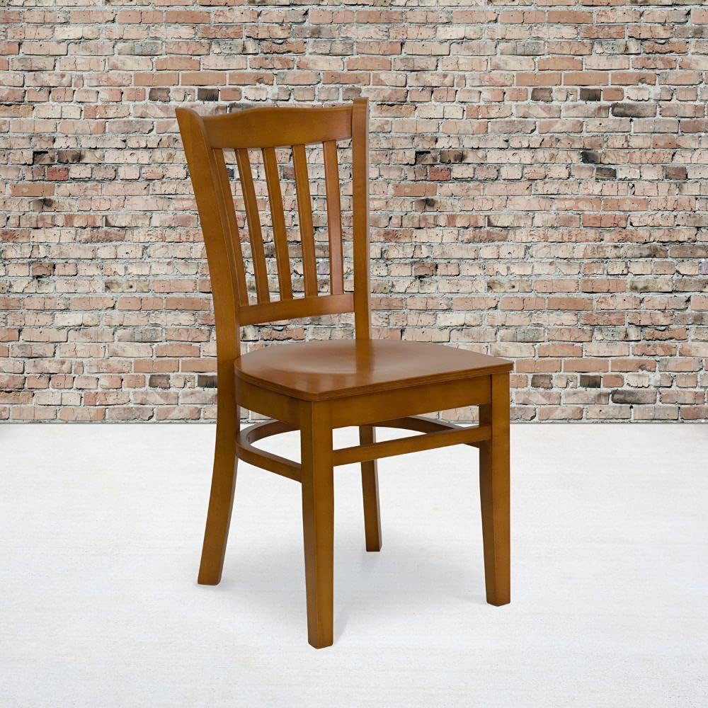 Vertical Slat Back Mahogany Wood Restaurant Chair X43630
