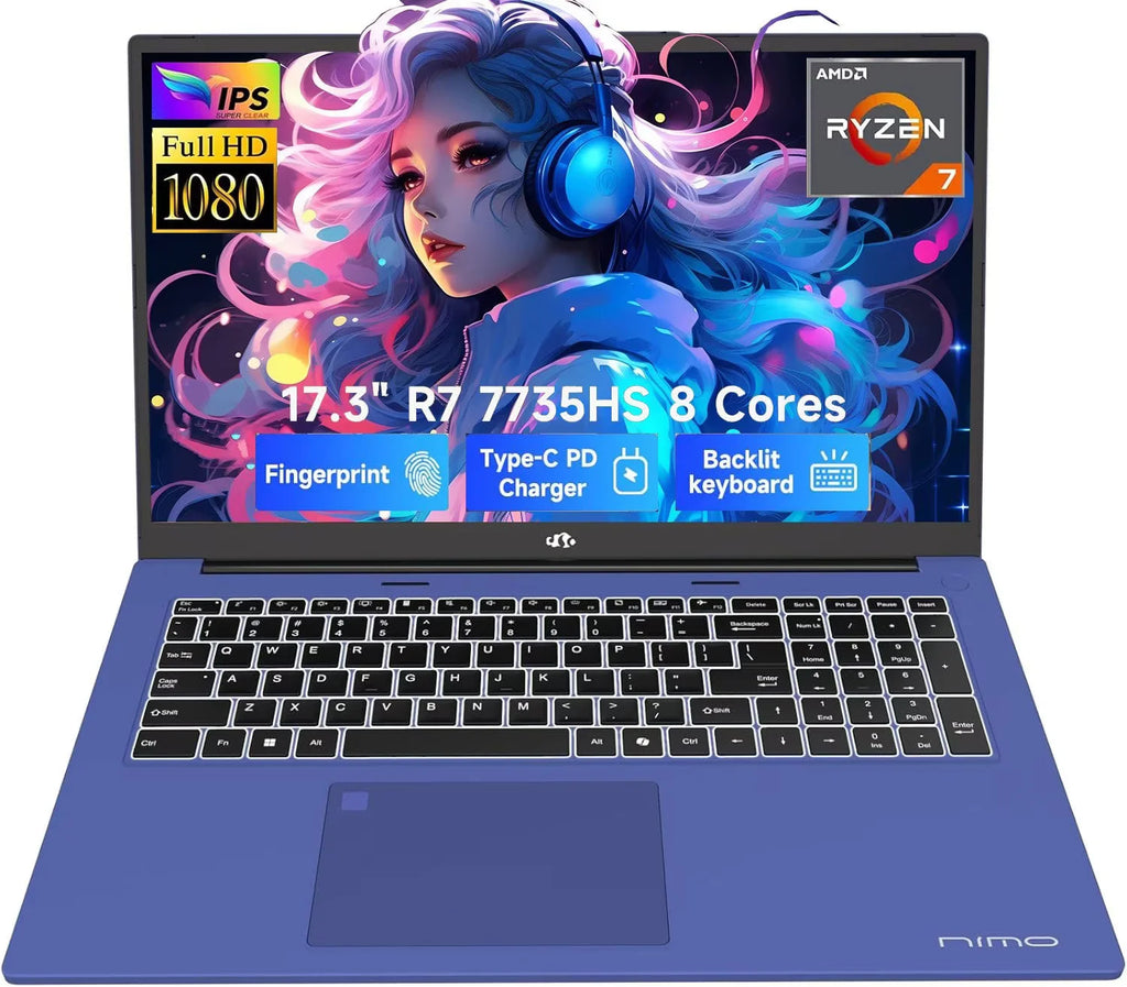 17.3" Gaming Laptop, AMD Ryzen 7 7735HS, 16GB DDR5 RAM, 1TB SSD, Radeon 680M, Backlit Keyboard Z4137
