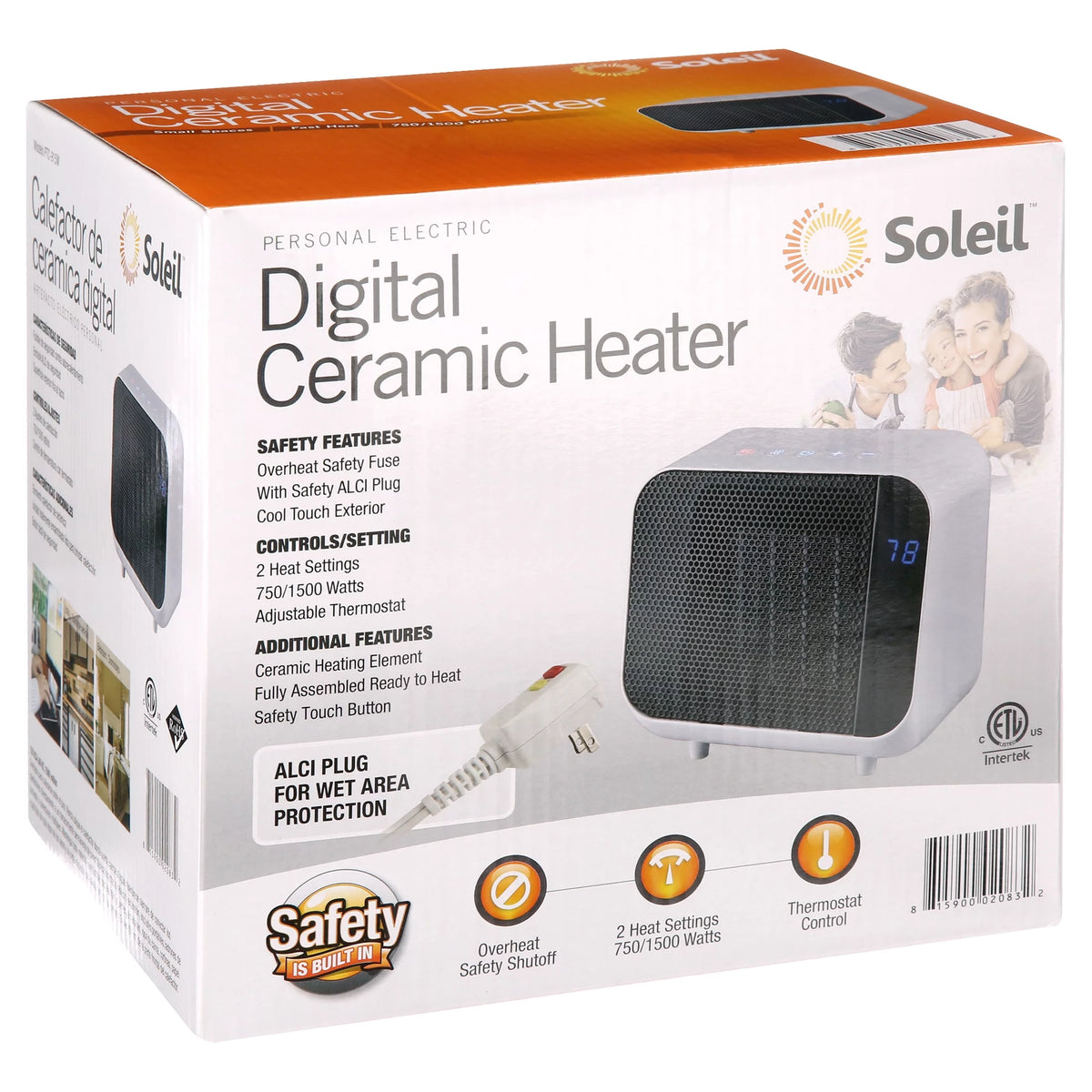 White Electric Ceramic Heater 1500W T240619