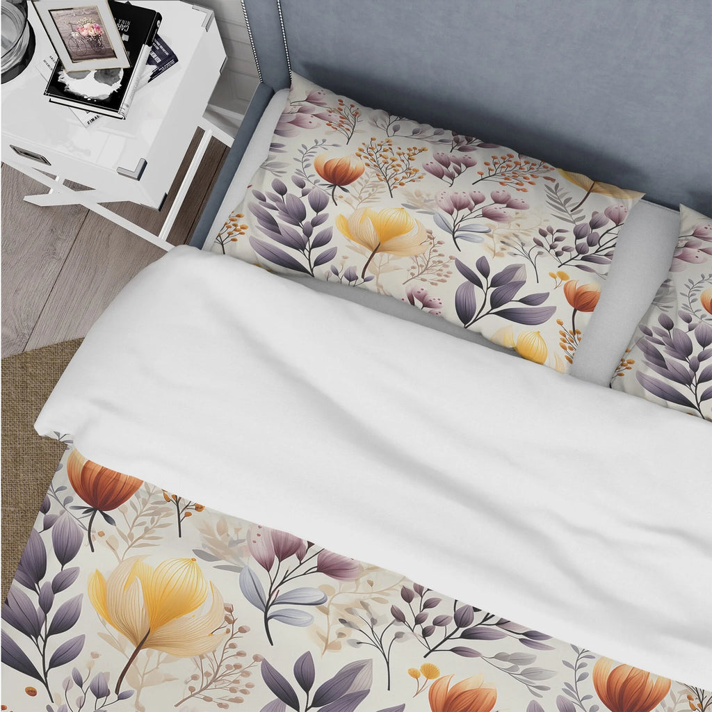 Yellow Floral Bedding Comforter Set with 2 Shams Twin C677
