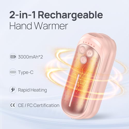 Rechargeable Hand Warmers 2 Pack, 6000mAh Electric Hand Warmer L18926