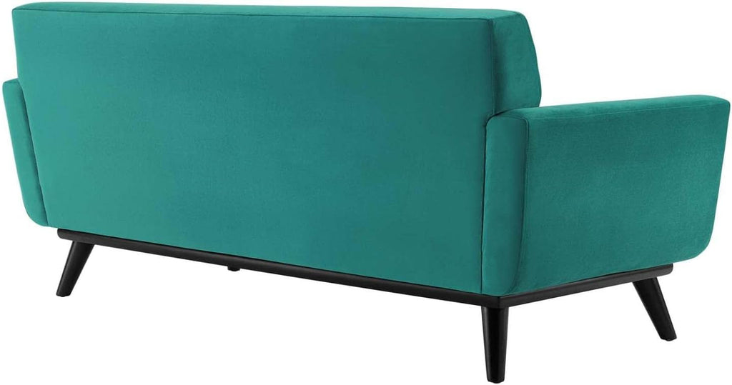 Teal Performance Velvet Channel Tufted Loveseat Q21144
