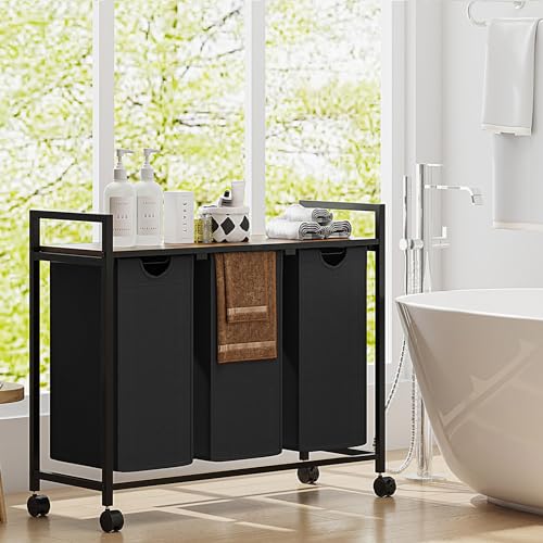 3 Pull Out Removable Laundry Sorter Bags Rolling Laundry Hamper with Wheels M981747