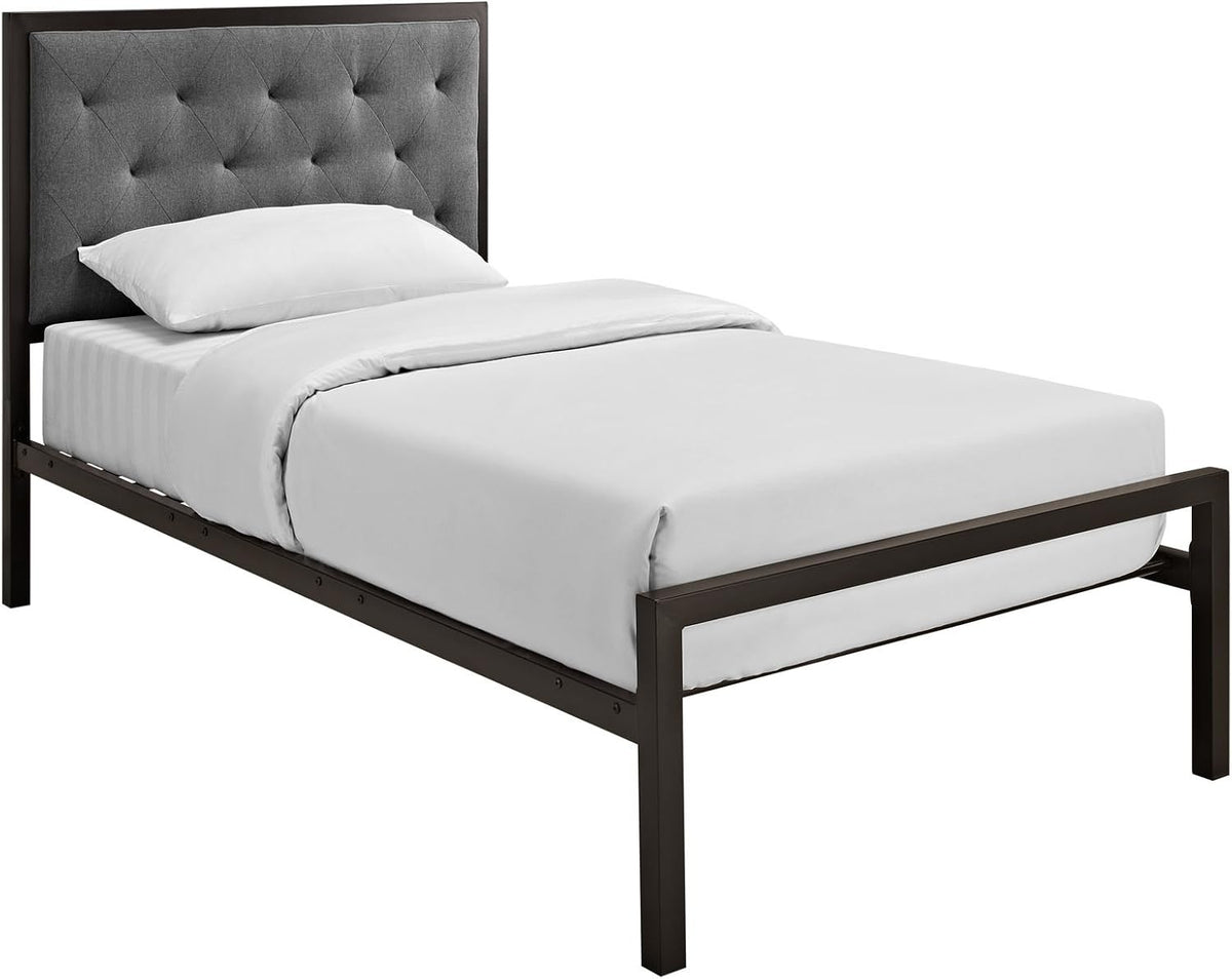 Twin Size Grey Fabric Bed Frame P31104