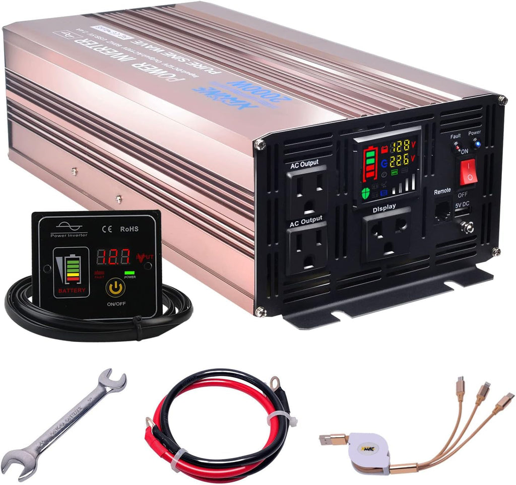 5000 Watts Pure Sine Wave Power Inverter 24V to 110V with Remote Control and LED Display F18398