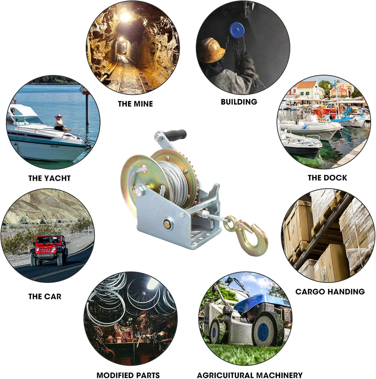 1600lbs Capacity Heavy Duty Hand Winch Steel Wire Cable Pack of 2 G8692