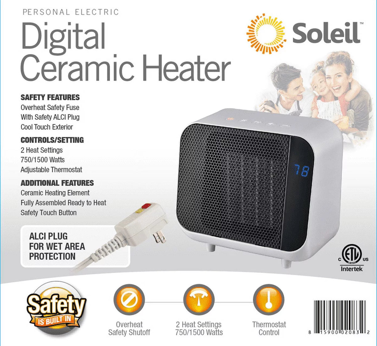 White Electric Ceramic Heater 1500W T240619