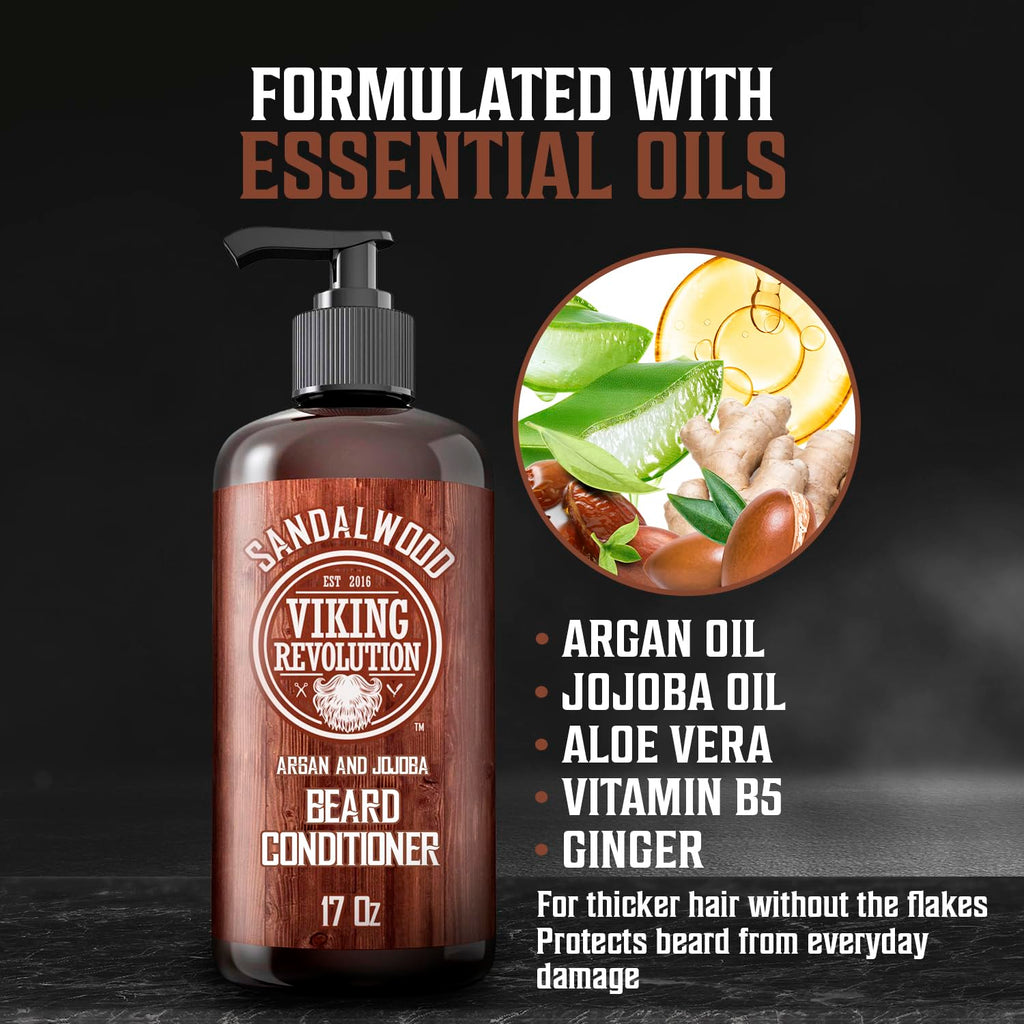 Beard Conditioner with Argan & Jojoba Oils, Sandalwood Scent, 17oz I262254