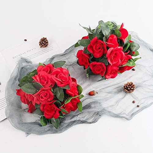 4PCS(28.8FT) Red Artificial Silk Rose Garlands L86747