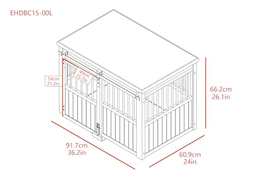 Grey Large Dog Crate with Sliding Barn Door D7344