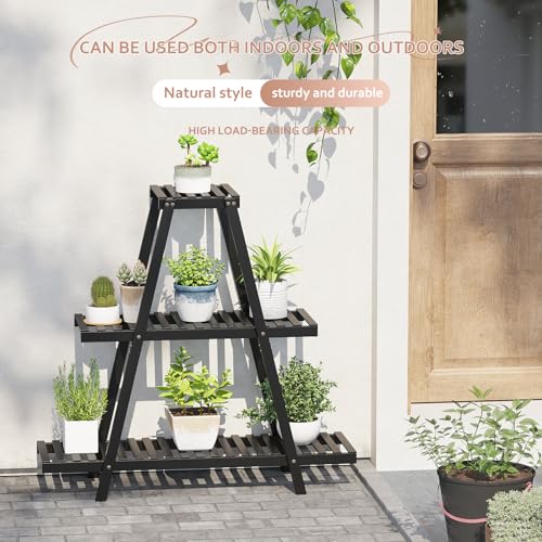 3 Tier 8 Potted Bamboo Plant Stand Q711