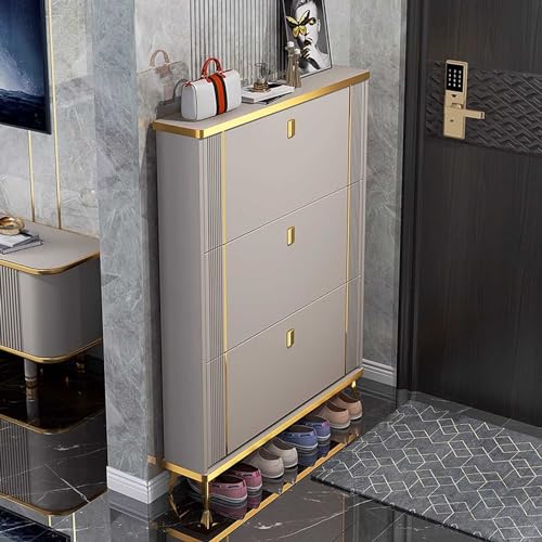 Slim 4 Layer Shoe Storage Cabinet with Flip Down Drawers Y96136