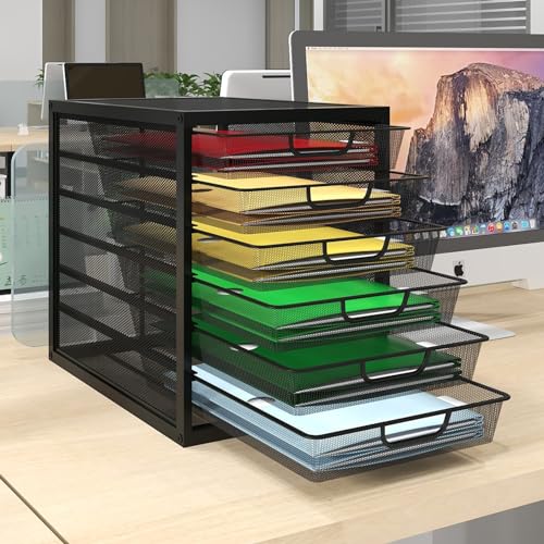 Black Mesh Desk Organizer with 4 Tier Sliding Drawers G59981