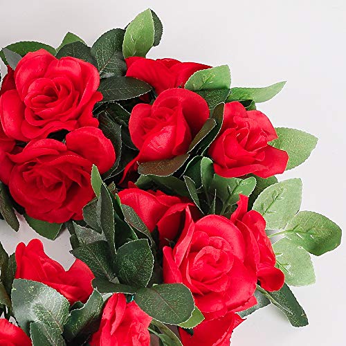 4PCS(28.8FT) Red Artificial Silk Rose Garlands L86747