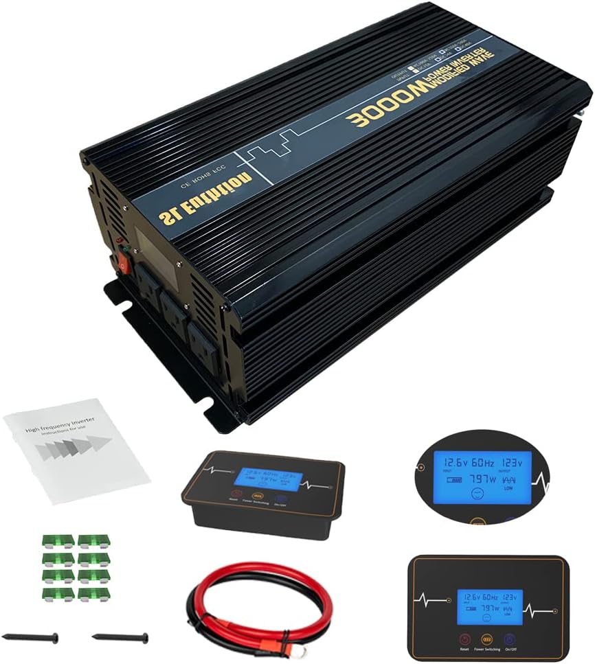 3000W Power Inverter 12V DC to 120V AC with LCD Display USB Port N135