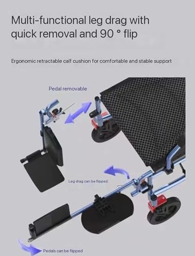 Reclining High Back Manual Wheelchair with Adjustable Leg Rest and Reversible Foot Pedal X2768