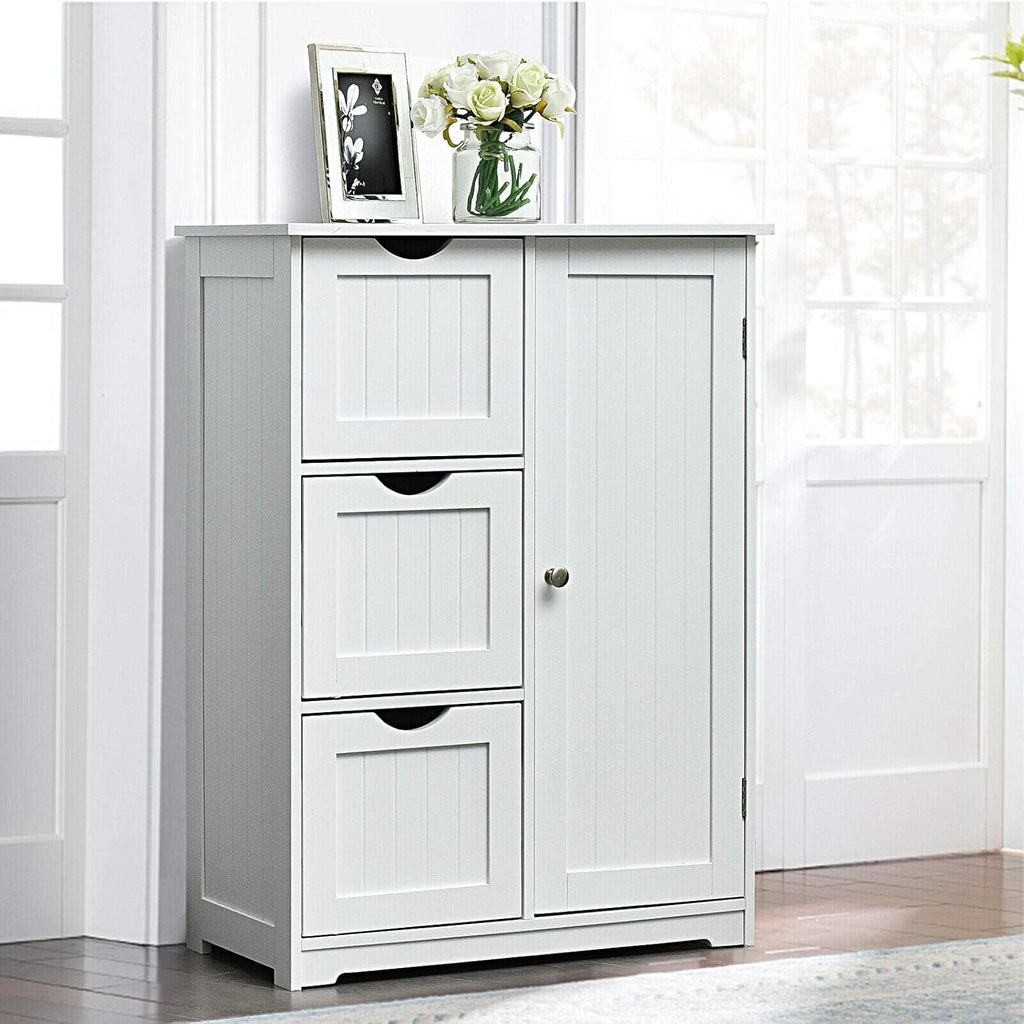 White Freestanding Bathroom Cabinet with 3 Drawer V6143