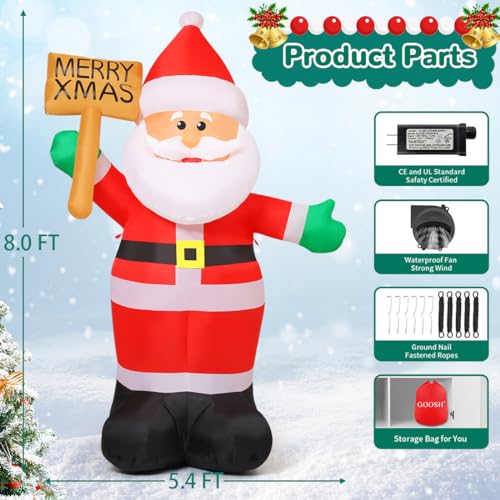 8 FT Santa Claus Inflatable with Built-in LEDs X17412