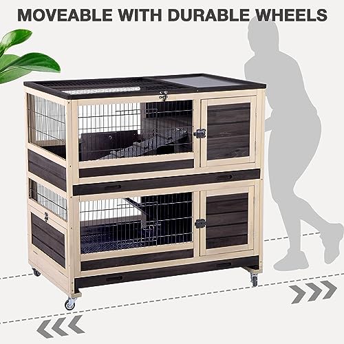 Grey Guinea Pig Cage with Wheels and 6 Access Doors B1667