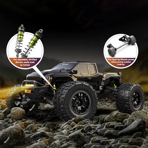 Black 1/10 Brushless RC Monster Truck, 50+ MPH, 4WD, Waterproof, Carbon Fiber V785493