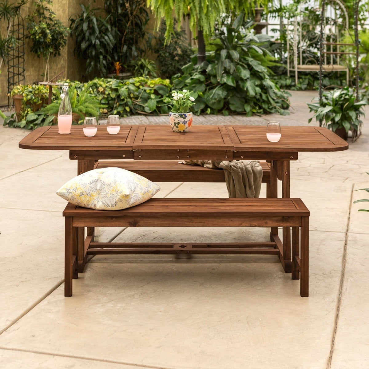 Dark Brown Acacia 3-Piece Patio Dining Set Y84949