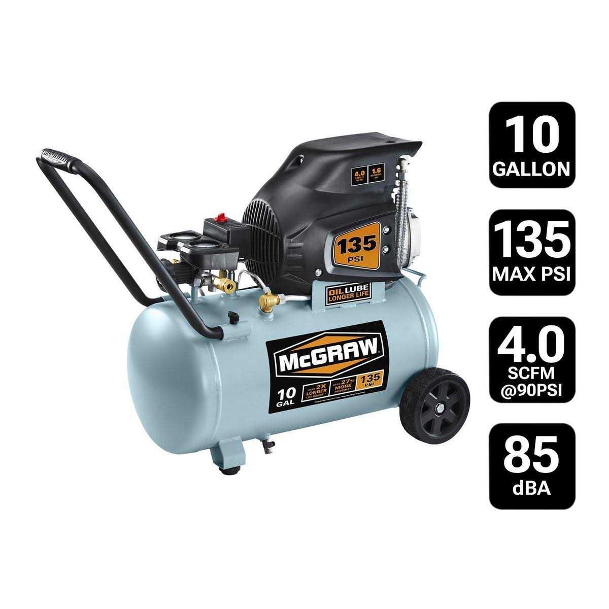 10 Gallon 175 PSI Horizontal Air Compressor Y716801