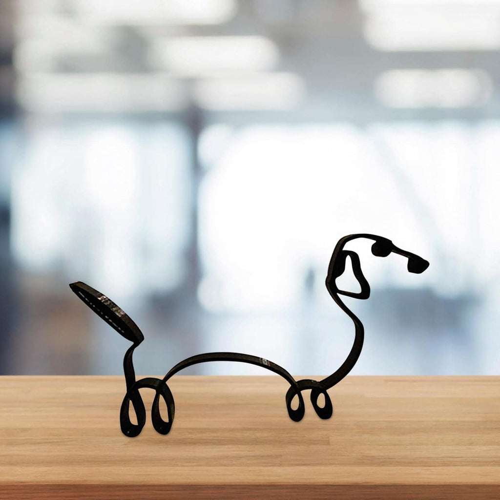 Metal Abstract Dog Line Drawing Sculpture S6223