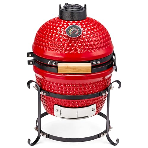 13IN Red Ceramic Charcoal Grill with Inner Liner Z608
